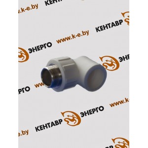Угольник полипропиленовый (ПП) с наружной резьбой Ду 20х3/4 (белый) Угольник полипропиленовый (ПП) с наружной резьбой Ду 20х3/4 (белый)