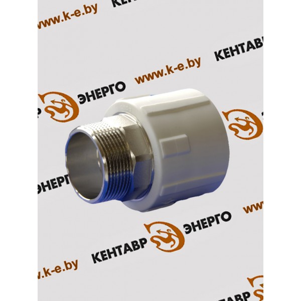 Муфта комбинированая полипропиленовая (ПП) Ду 63х2 (под ключ) белая с наружной резьбой купить